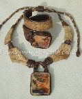 leather necklaces and cuff bracelets with stones