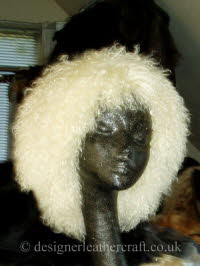 Ladies Cream Mongolian Sheepskin Hat
